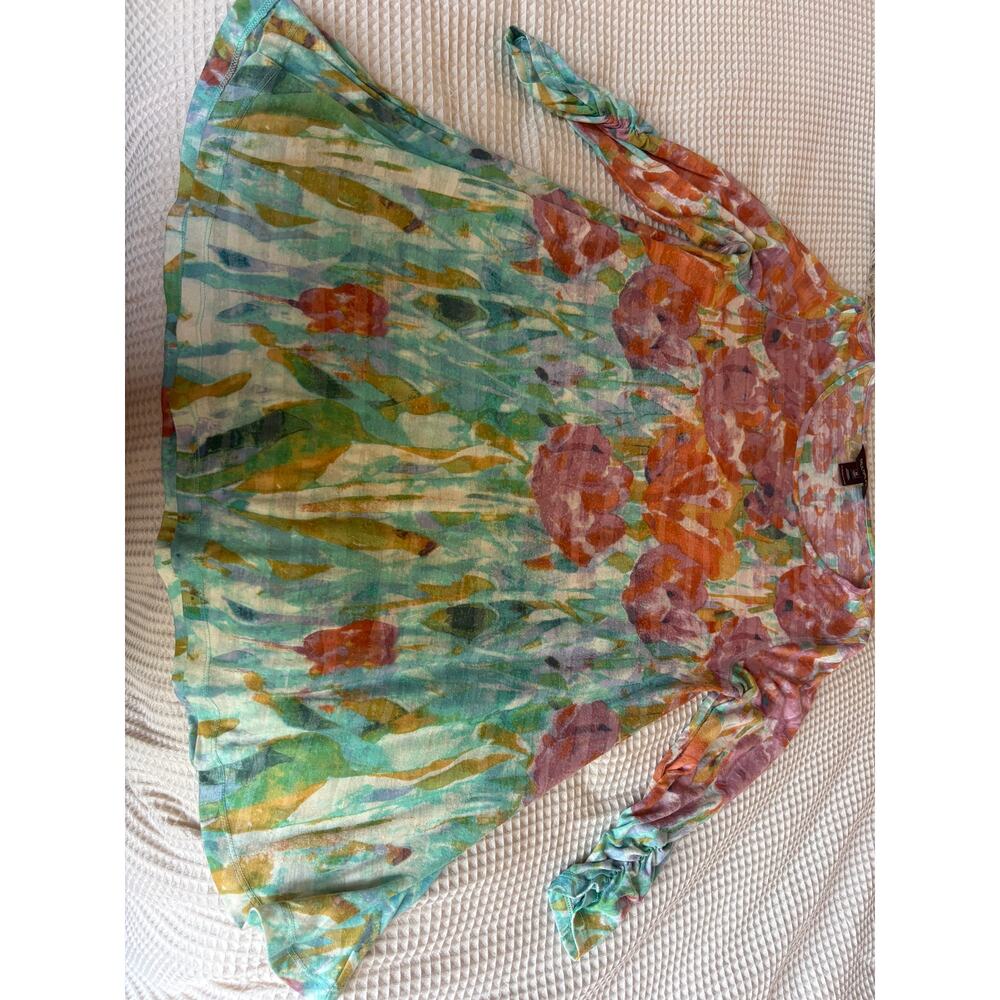 Multiples Floral Tunic Dress Long Sleeve Watercolor Print Rayon Blend - Picture 8 of 8